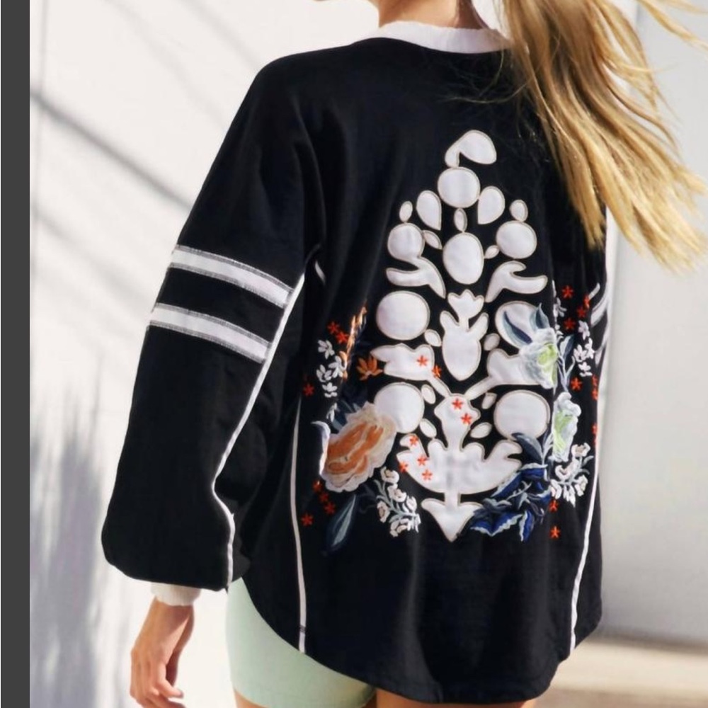 NWT Free People Movement Rugby Ready Logo Layer Pullover Sweatshirt